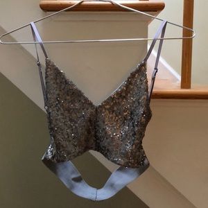 Silver sequined top/cami